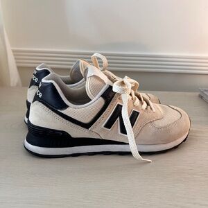 Madewell New Balance Leather 574 Sneakers, Size 8.5 Medium, Angola/Black